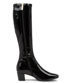 Hayleys Black Patent Pu Knee High Boots