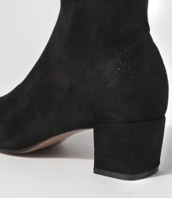 Hayleys Black Sparkle Stretch Microsuede Knee High Boots