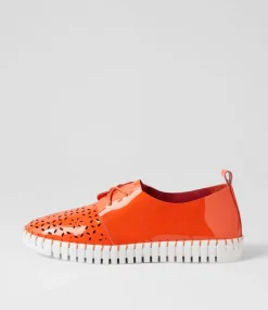 Hexter Orange White Patent Leather Sneakers