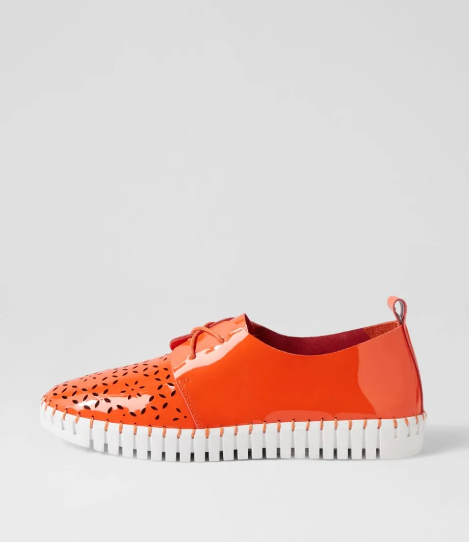 Hexter Orange White Patent Leather Sneakers