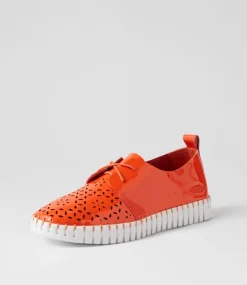 Hexter Orange White Patent Leather Sneakers