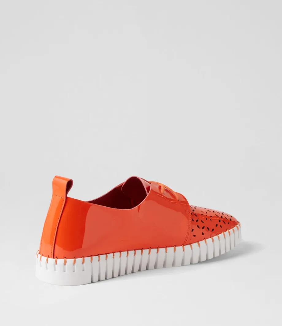 Hexter Orange White Patent Leather Sneakers