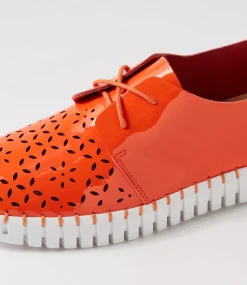 Hexter Orange White Patent Leather Sneakers