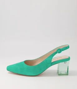 Hinnis Light Emerald Suede Heels