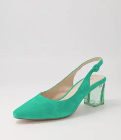 Hinnis Light Emerald Suede Heels