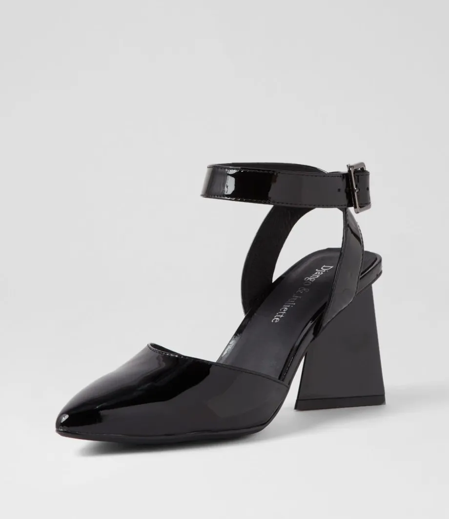 Hisa Black Patent Leather Heels