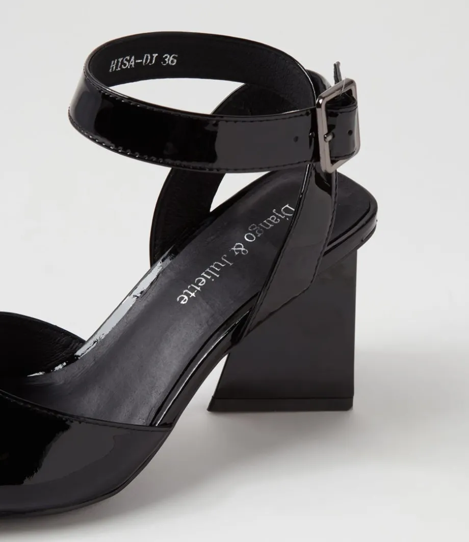 Hisa Black Patent Leather Heels