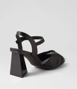 Hivon Clear Black Satin Vinylite Leather Heels