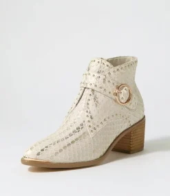 Hommes Almond Metallic Cut Leather Ankle Boots