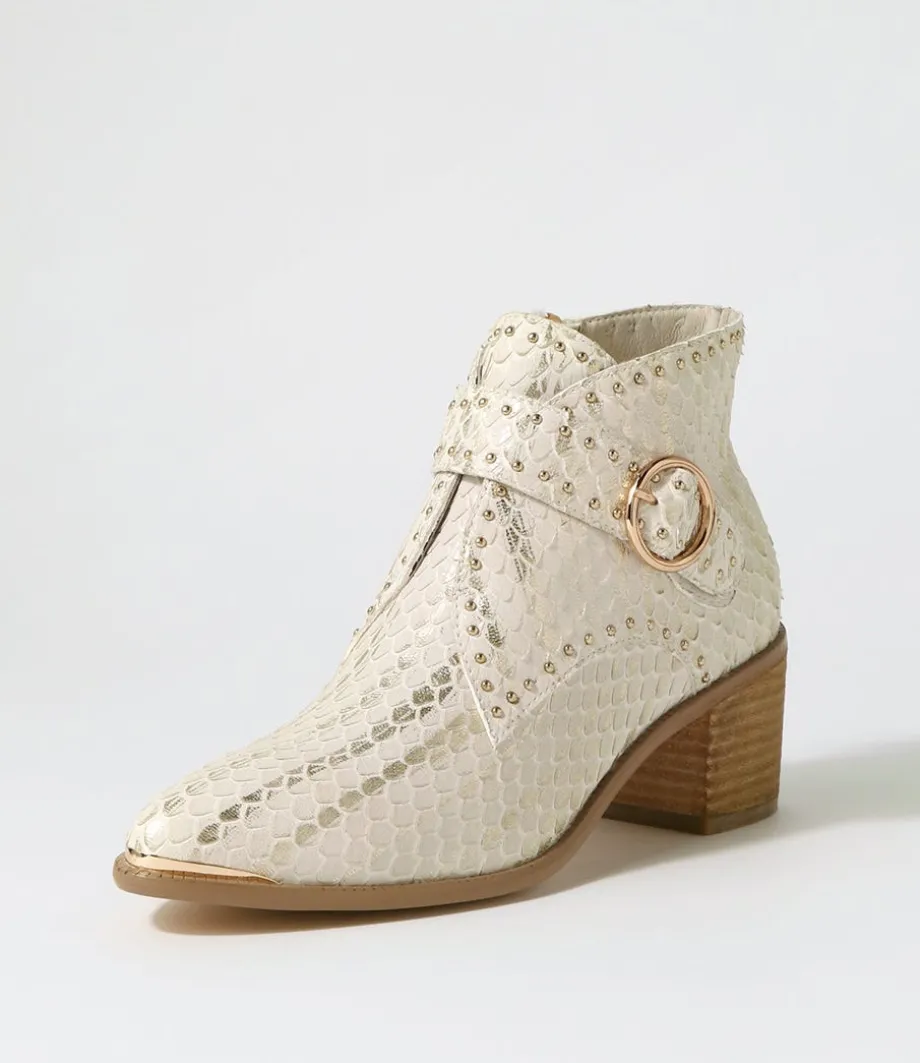 Hommes Almond Metallic Cut Leather Ankle Boots