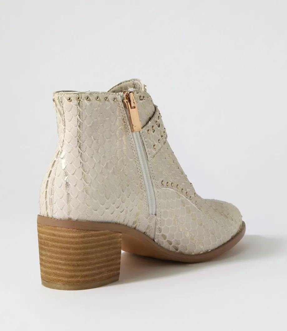Hommes Almond Metallic Cut Leather Ankle Boots
