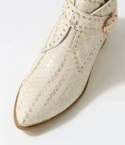 Hommes Almond Metallic Cut Leather Ankle Boots
