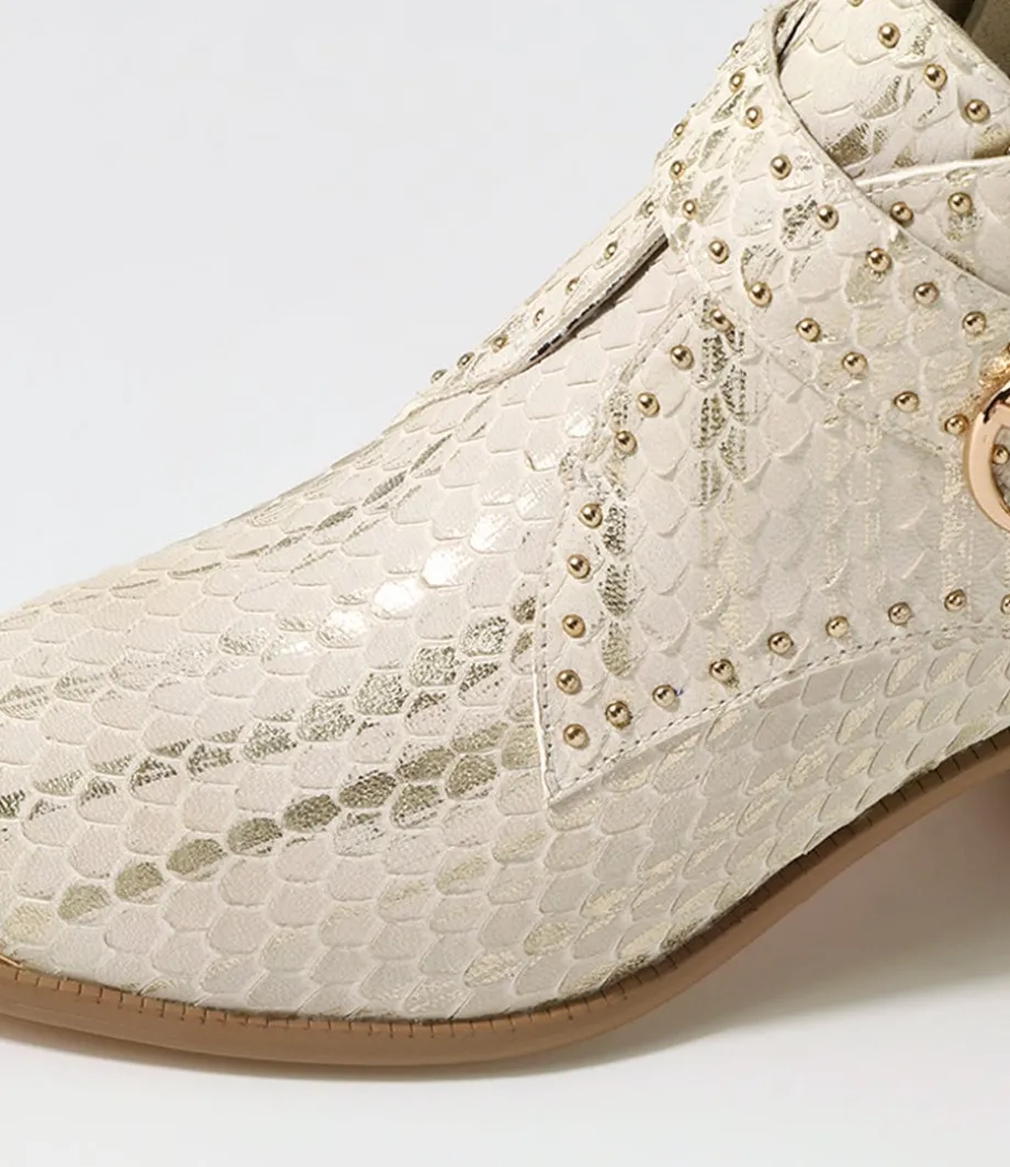 Hommes Almond Metallic Cut Leather Ankle Boots