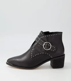 Hommes Black Leather Ankle Boots
