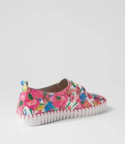 Huskies White Flowermania Leather Sneakers