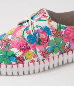 Huskies White Flowermania Leather Sneakers