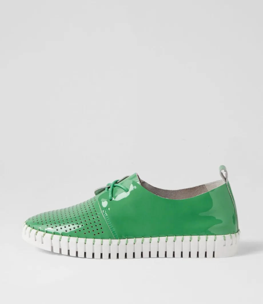 Huston Emerald White Patent Leather Sneakers