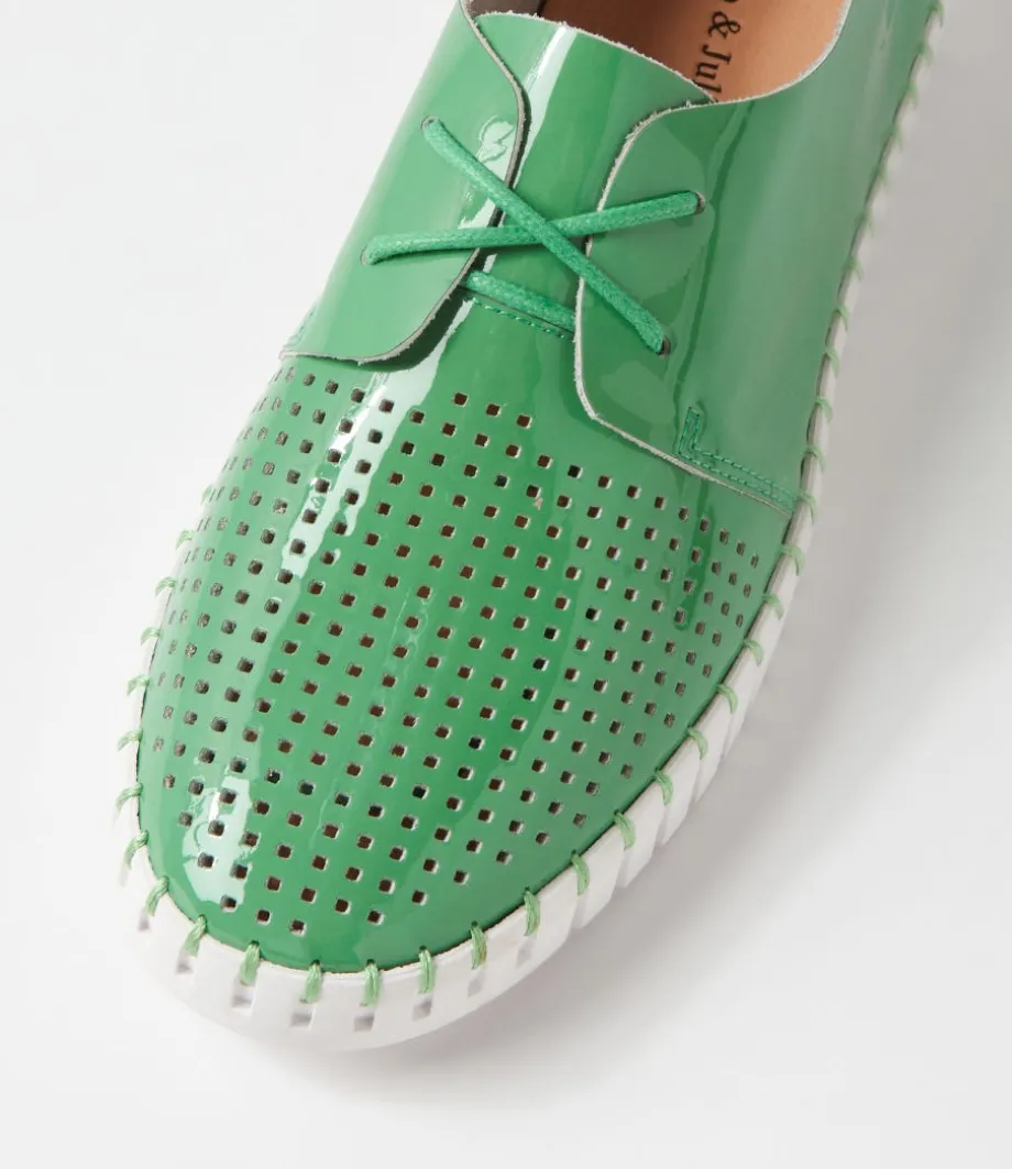 Huston Emerald White Patent Leather Sneakers