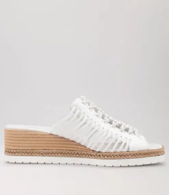 Ianto White Leather Espadrilles