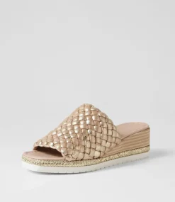 Idalis Old Gold Scratch Leather Sandals
