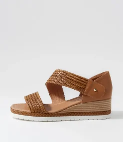 Ide Dark Tan Weave Leather Sandals
