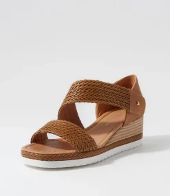 Ide Dark Tan Weave Leather Sandals