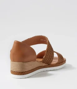 Ide Dark Tan Weave Leather Sandals