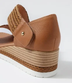 Ide Dark Tan Weave Leather Sandals