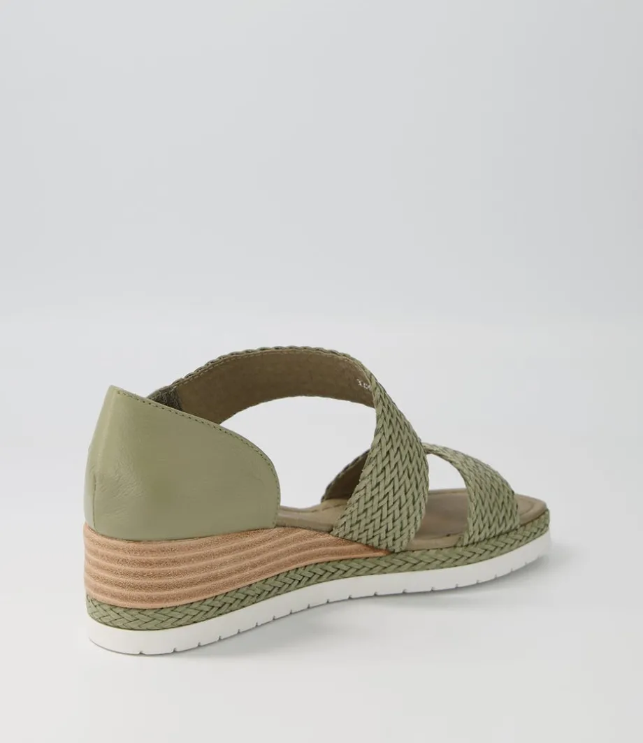 Ide Khaki Weave Leather Espadrilles