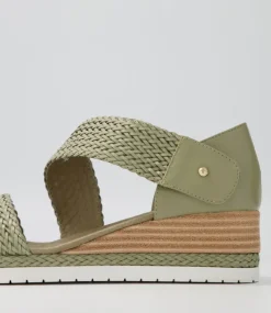 Ide Khaki Weave Leather Espadrilles