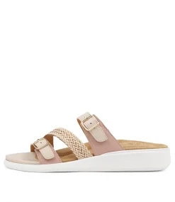 Ieanny W Nude Multi Leather Weave Slides