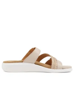 Ieanny W Nude Multi Leather Weave Slides