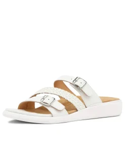 Ieanny W White Multi Leather Weave Slides