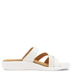 Ieanny W White Multi Leather Weave Slides
