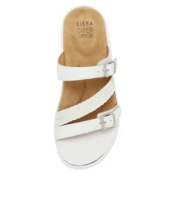 Ieanny W White Multi Leather Weave Slides