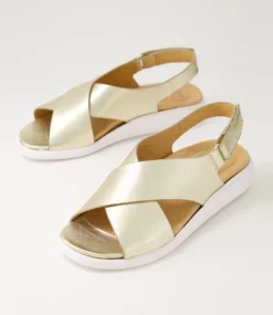 Ilda W Pale Gold Leather Sandals