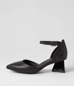 Illie Black Leather Heels