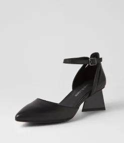 Illie Black Leather Heels