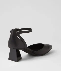 Illie Black Leather Heels