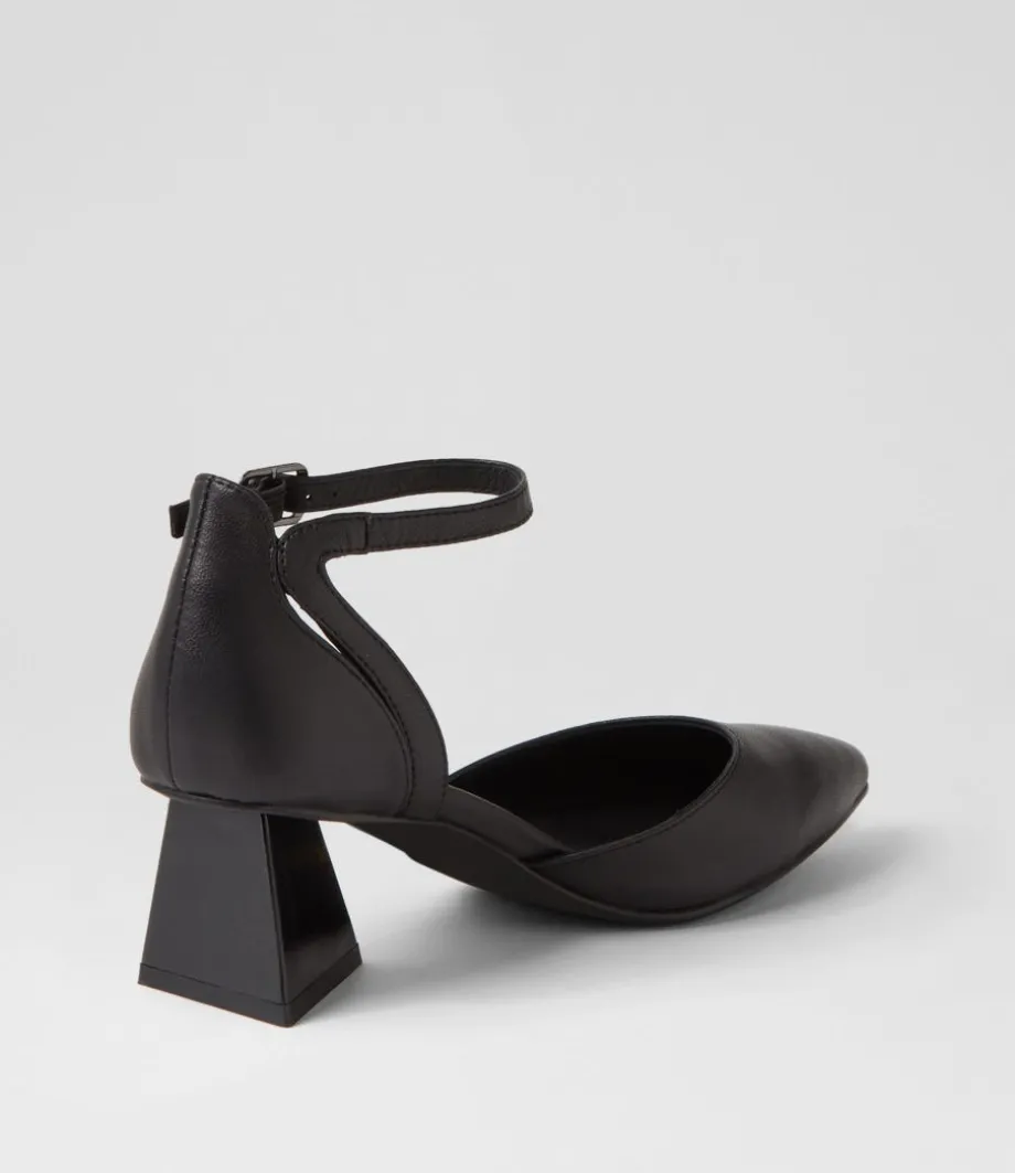 Illie Black Leather Heels