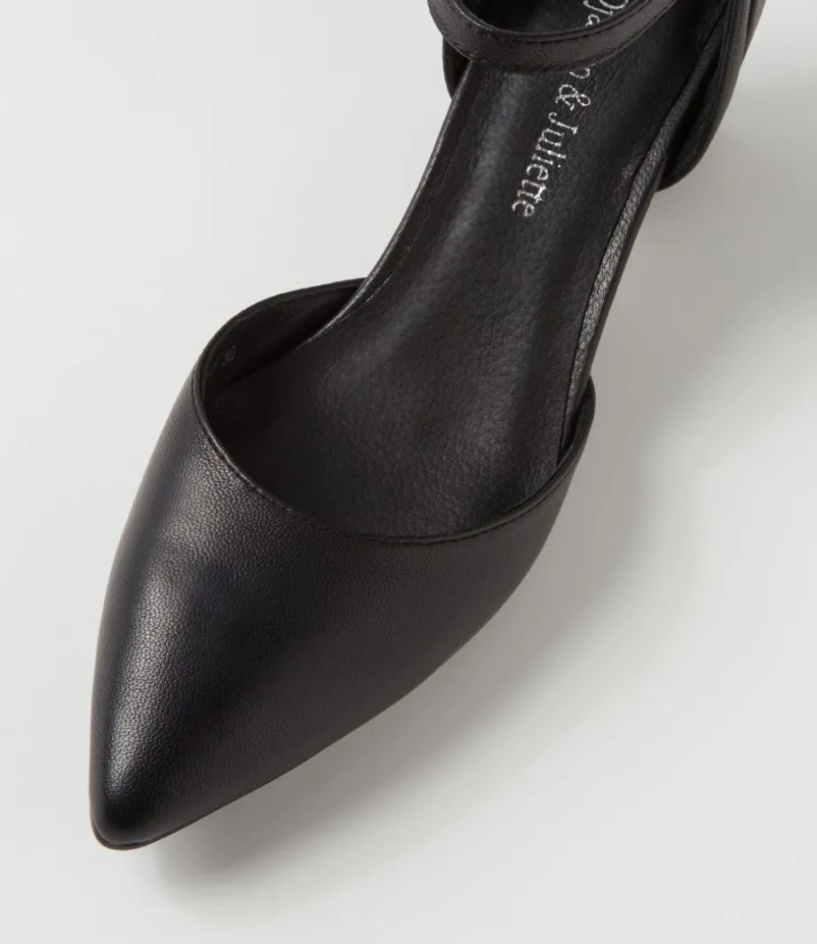 Illie Black Leather Heels