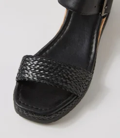 Imari Black Weave Leather Sandals