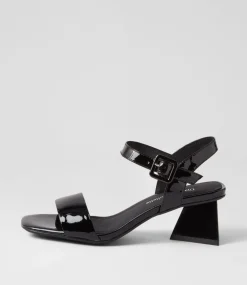 Incha Black Patent Leather Sandals