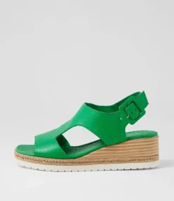 Ippa Bright Emerald Leather Sandals