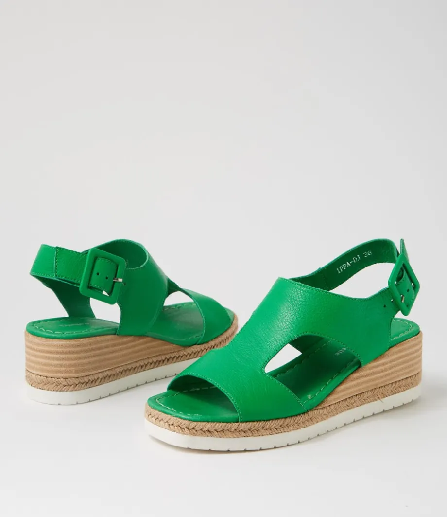 Ippa Bright Emerald Leather Sandals