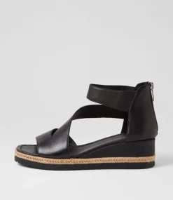 Ismet Black Leather Espadrilles