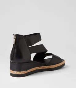 Ismet Black Leather Espadrilles