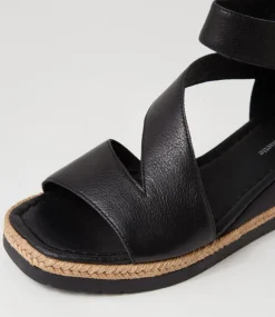 Ismet Black Leather Espadrilles