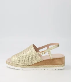 Issah Old Gold Weave Leather Espadrilles