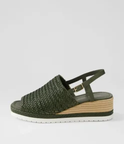 Issah Olive Weave Leather Espadrilles